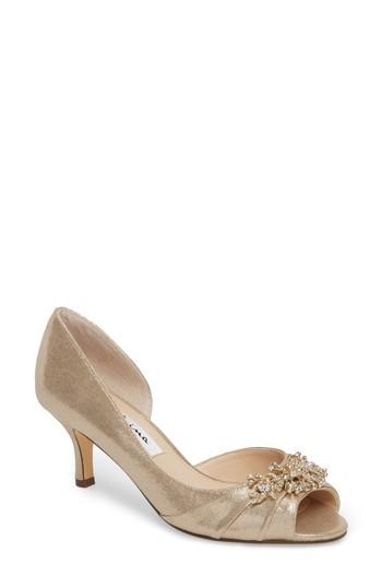 Women's Nina Cyrene Crystal Embellished Half D'orsay Pump M - Beige
