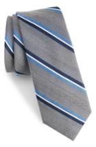 Men's The Tie Bar Short Cut Stripe Silk & Wool Skinny Tie, Size - Grey