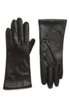 Women's Nordstrom Cashmere Lined Leather Touchscreen Gloves .5 - Black
