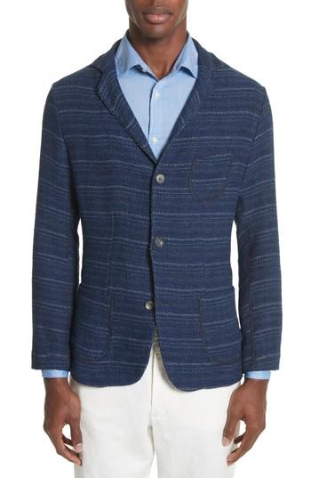 Men's Eidos Napoli Nicola Barre Stripe Cotton Jacket - Blue
