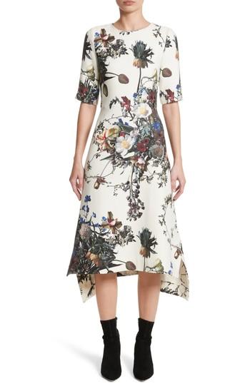 Women's Adam Lippes Floral Print Trapeze Dress