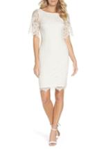 Women's Adrianna Papell Georgia Scalloped Lace Sheath Dress - Ivory