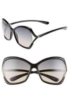 Women's Tom Ford Astrid 61mm Geometric Sunglasses - Shiny Black/ Gradient Smoke