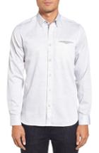Men's Ted Baker London Norbor Modern Slim Fit Microdot Print Sport Shirt (l) - White