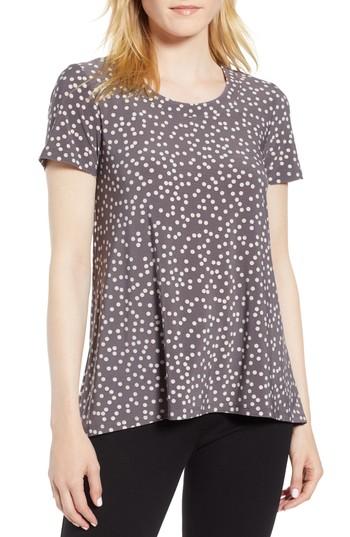 Women's Anne Klein New York Dot Print High Low/tee - Grey