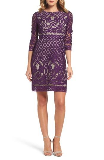 Women's Gabby Skye 'placement' Lace Sheath Dress - Purple