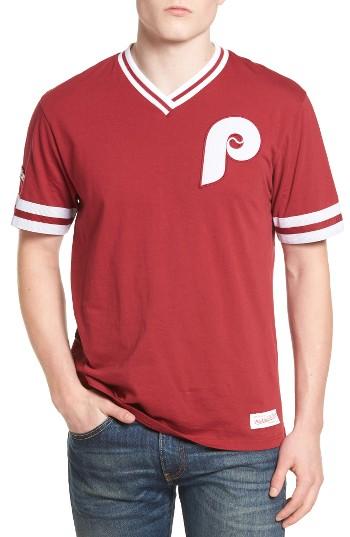 Men's Mitchell & Ness Philadelphia Phillies - Vintage V-neck T-shirt