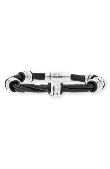 Men's Steve Madden Leather & Stainless Steel Bracelet