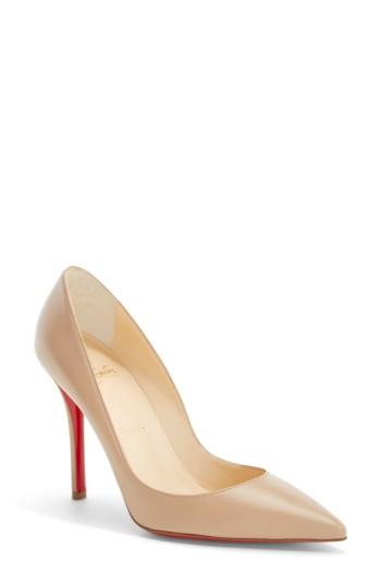 Women's Christian Louboutin 'apostrophy' Pointy Toe Pump Us / 36eu - Beige