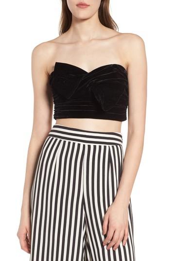Women's Lovers + Friends Twist Turn Velvet Crop Top - Black