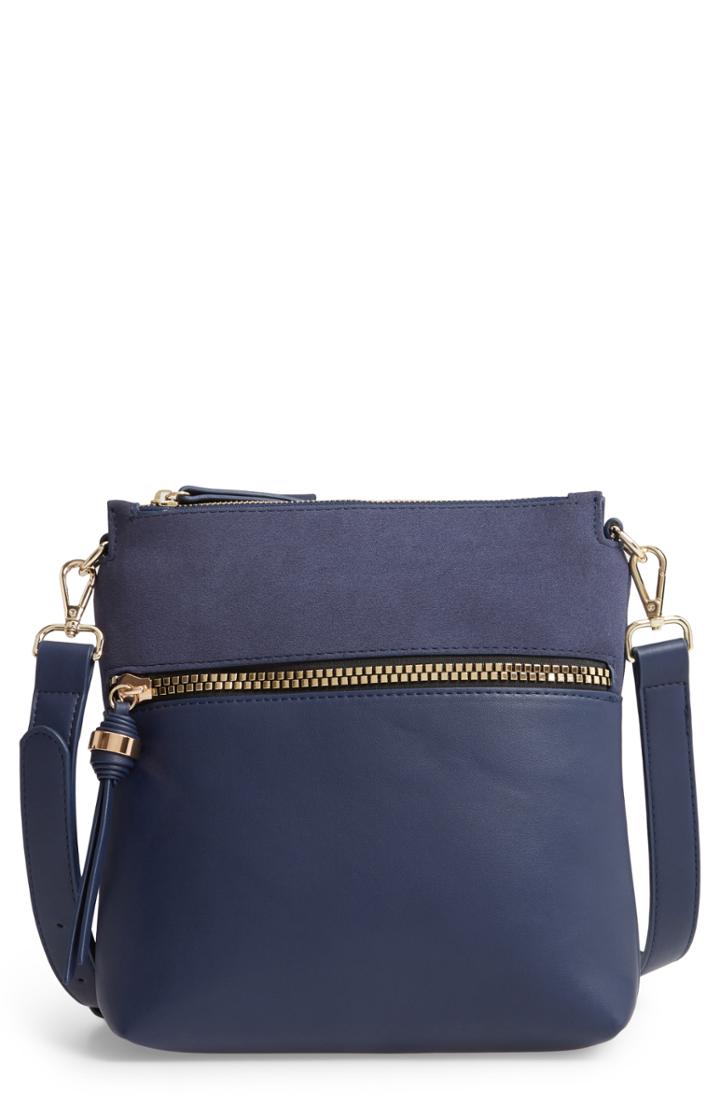 Sondra Roberts Faux Leather Crossbody Bag - Blue