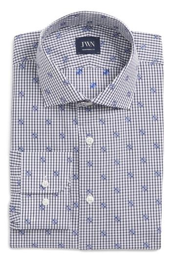 Men's John W. Nordstrom Trim Fit Check Dress Shirt - Blue