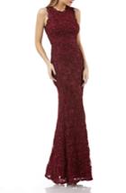 Women's Js Collections Sequin Lace Gown - Burgundy