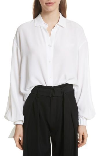 Women's Vince Tie Cuff Silk Blouse - White