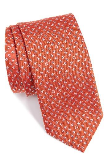 Men's Salvatore Ferragamo Gancio Sail Woven Silk Tie