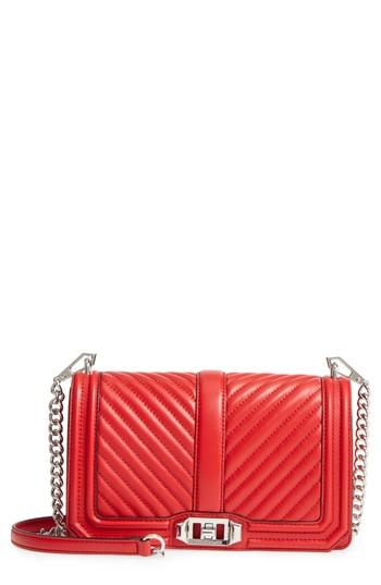 Rebecca Minkoff 'chevron Quilted Love' Crossbody Bag - Red