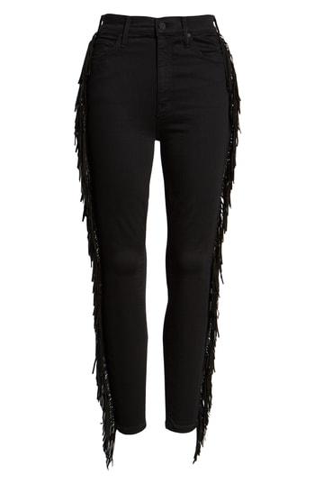 Women's Mother The Swooner High Waist Side Fringe Ankle Skinny Jeans