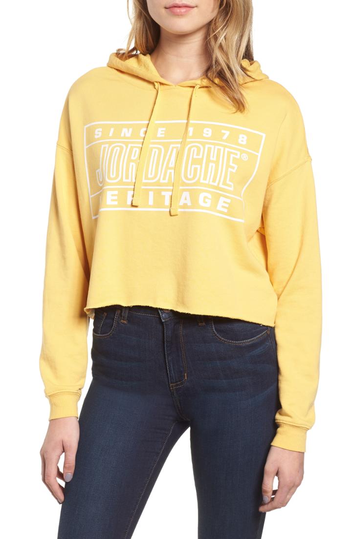 Women's Jordache Kelly Crop Hoodie - Yellow