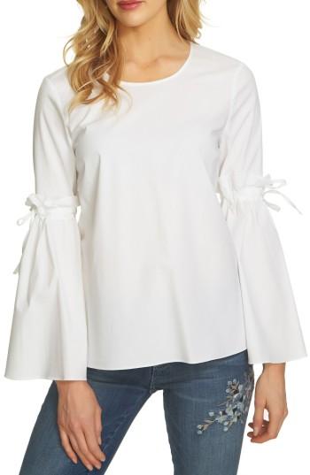 Women's Cece Tie Bell Sleeve Poplin Blouse - White