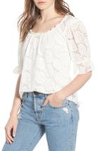 Women's Hinge Puff Sleeve Lace Top, Size - Ivory