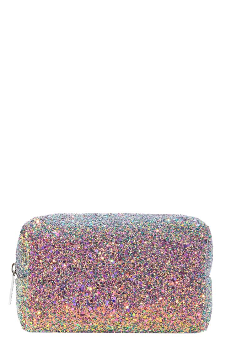Skinnydip Purple Glitter Makeup Bag