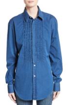 Women's Burberry Jaden Pintuck Denim Shirt - Blue