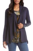 Women's Karen Kane Faux Leather Patch Fleece Knit Jacket - Blue