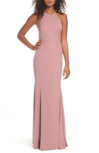 Women's Watters Mical Bellessa Stretch Crepe Gown - Pink