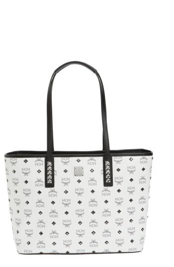 Mcm Medium Anya Studded Tote - White