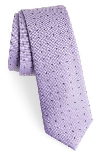 Men's Calibrate Dot Silk Blend Skinny Tie, Size - Purple