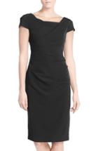 Women's Adrianna Papell Ruched Matte Stretch Crepe Sheath Dress - Black