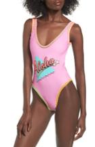 Women's Topshop Aloha One-piece Swimsuit Us (fits Like 0) - Pink