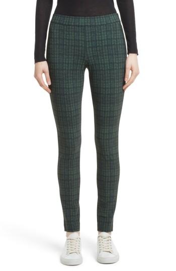 Women's Theory Adbelle Plaid Stretch Legging, Size - Green