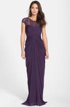 Women's Adrianna Papell Lace Yoke Drape Gown - Purple