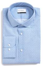 Men's Calibrate Trim Fit Print Dress Shirt .5 34/35 - Blue