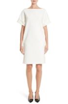 Women's Oscar De La Renta Double Face Stretch Cotton Back Tie Dress