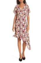 Women's Lewit Asymmetrical Floral Print Dress - Coral