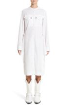 Women's Calvin Klein 205w39nyc Pinstripe Cotton Poplin Dress Us / 38 It - White