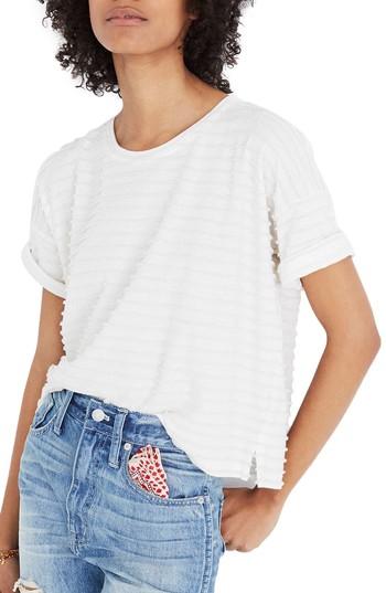 Women's Madewell Fringe Stripe Tee, Size - White