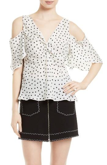 Women's Mcq Alexander Mcqueen Polka Dot Cold Shoulder Top