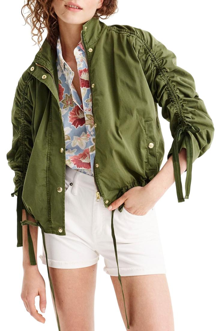 Women's J.crew Ruched Sleeve Field Jacket