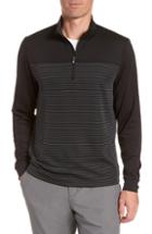 Men's Cutter & Buck Traverse Regular Fit Stripe Quarter Zip Pullover, Size - Black