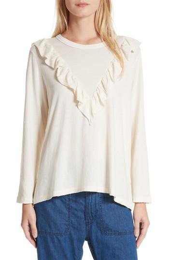 Women's The Great. The Tuxedo Ruffle Tee - White