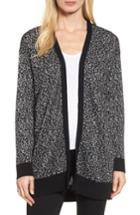 Women's Chaus Metallic Animal Jacquard Long Cardigan - Black