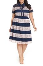 Women's 1901 Stripe Lace Fit & Flare Dress - Blue