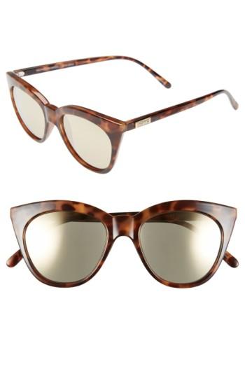 Women's Le Specs Halfmoon Magic 51mm Cat Eye Sunglasses - Tortoise/ Gold Mirror