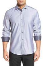 Men's Bugatchi Trim Fit Solid Sport Shirt, Size - Grey