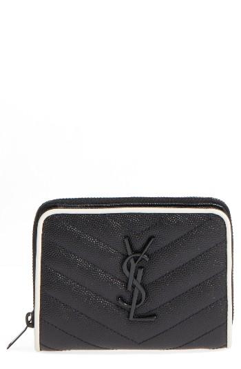 Women's Saint Laurent Monogram Zip Leather Wallet -