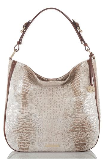 Brahmin Eva Croc-embossed Leather Hobo Bag - Beige