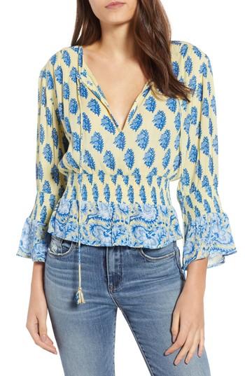 Women's Raga Sunlit Daze Tie Neck Blouse - Yellow